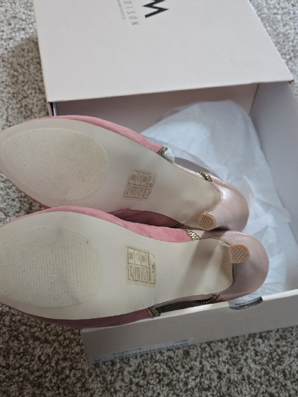 Madison Park Two-Tone Pink Suede & Leather High Heel Ankle Booties - Picture 3 of 5